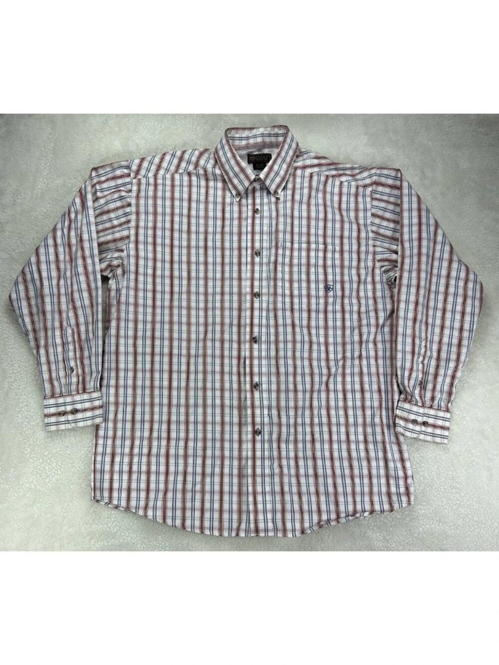 ARIAT Shirt Mens XL Long Sleeve Plaid Button Down Shirt Armpit Vent Cotton Blend